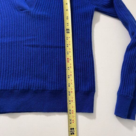 R+A Sweater Women’s XS Cashmere Royal Blue Ribbed Collared Pullover - Picture 5 of 7